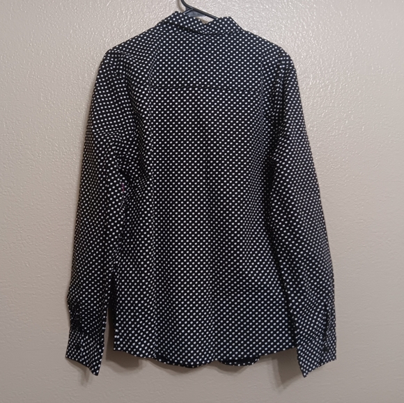 Akademiks Vtg Black White Polka Dot Colorblock Button Front Shirt NEW - Picture 3 of 4